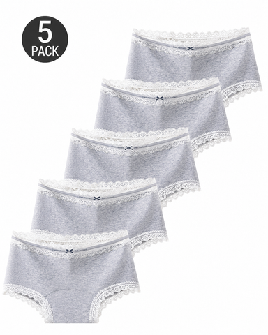 5-Pack Pure Cotton Lace Trim Panties