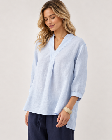 100% Linen Deep V Loose Top
