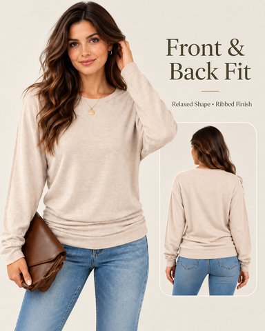 Women's Side-Ruched Long Sleeve Knit Top