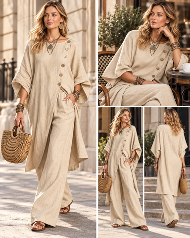 Women's Casual Linen Two Piece Pants Set