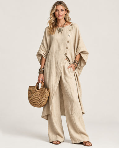 Women's Casual Linen Two Piece Pants Set