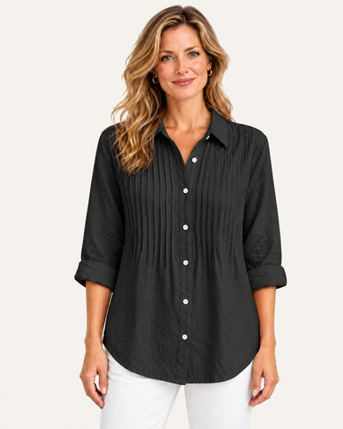Cotton Linen Pintuck Shirt