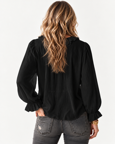 Ruffle Tie Chiffon Blouse