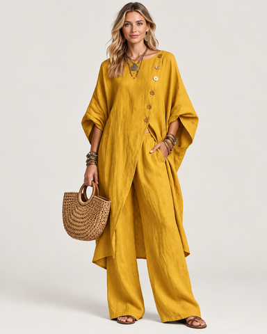 Women's Casual Linen Two Piece Pants Set