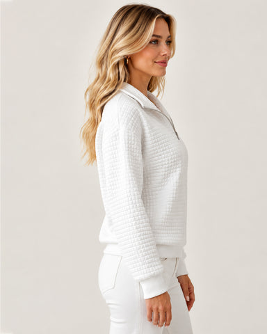 Women's Waffle Knit Quarter-Zip Pullover