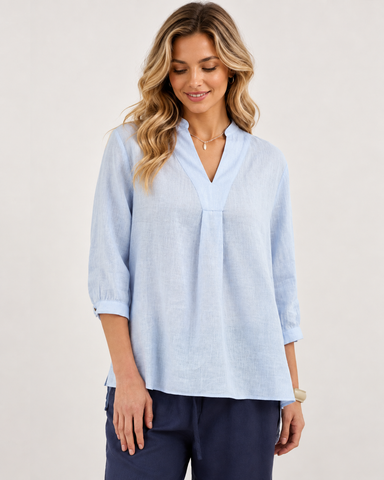 100% Linen Deep V Loose Top