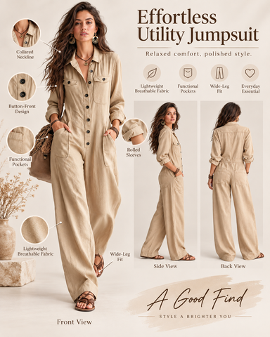 Relaxed Button-Front Jumpsuit