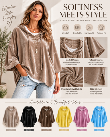Casual Velvet Drop-Shoulder Hoodie