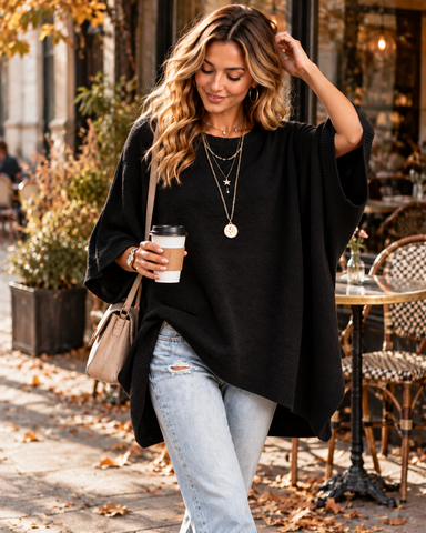 Women's Oversized Batwing Sleeve Knit Top