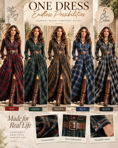 Vintage Plaid Maxi Dress