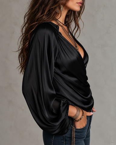 Soft Satin Wrap Top
