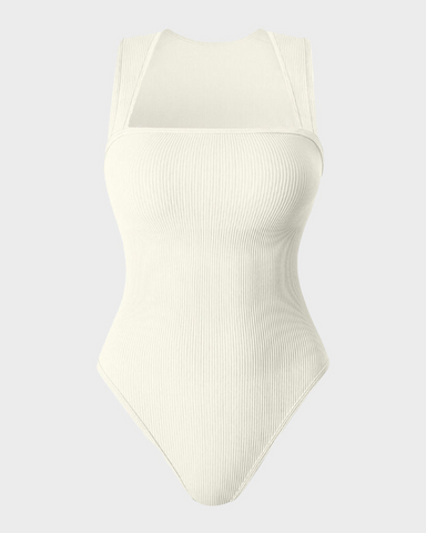 Sleeveless knit ribbed tummy tuck undershirt bodysuit
