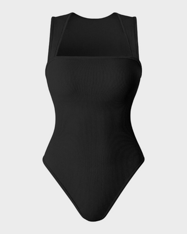 Sleeveless knit ribbed tummy tuck undershirt bodysuit