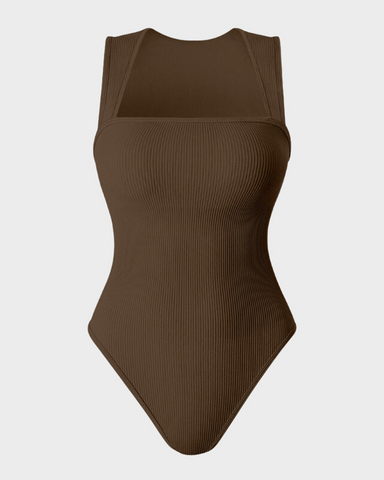 Sleeveless knit ribbed tummy tuck undershirt bodysuit