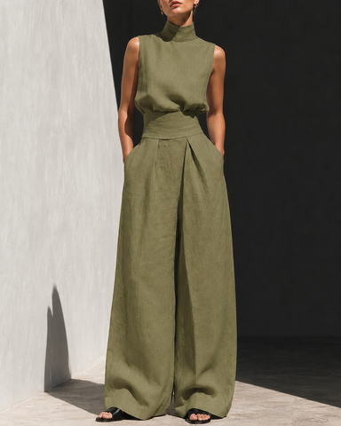 High-Waist Wide-Leg Pants Set