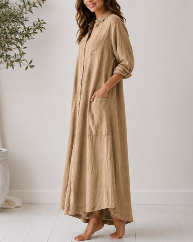 Cotton Linen Shirt Jumpsuit