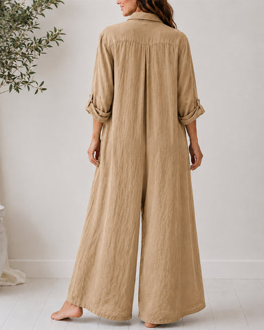 Cotton Linen Shirt Jumpsuit
