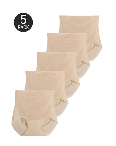 5-Pack  Ice Silk High Waist Tummy Control Panties