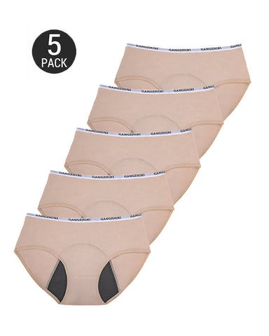 5-Pack Pure Cotton Letter Print Seamless Menstrual Panties