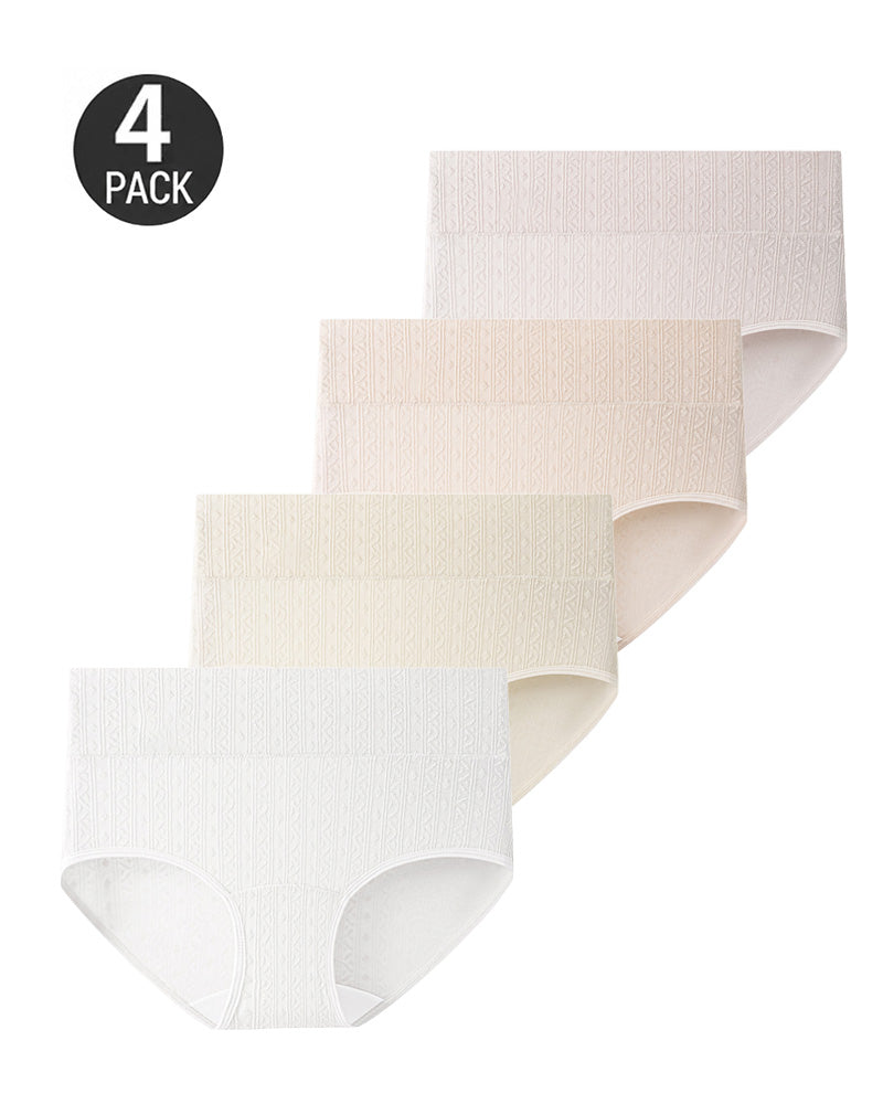 4-Pack High-Waisted Ribbed Cotton Briefs