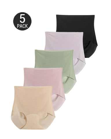 5-Pack  Ice Silk High Waist Tummy Control Panties