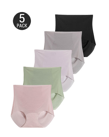 5-Pack  Ice Silk High Waist Tummy Control Panties
