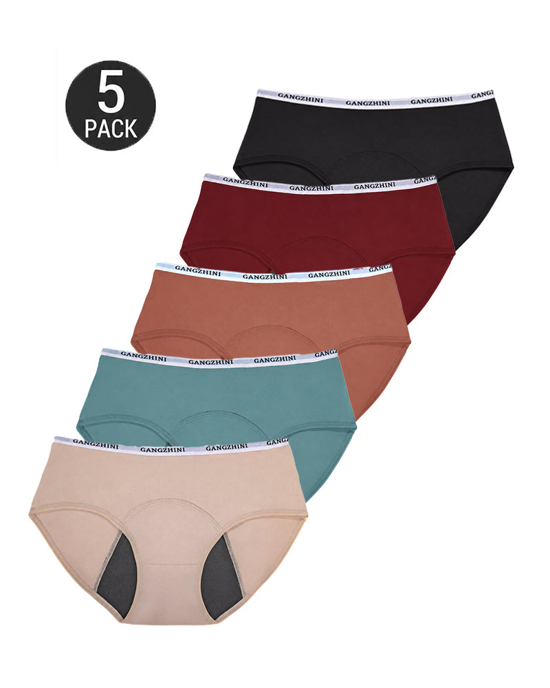 5-Pack Pure Cotton Letter Print Seamless Menstrual Panties
