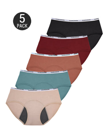 5-Pack Pure Cotton Letter Print Seamless Menstrual Panties
