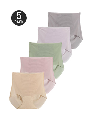 5-Pack  Ice Silk High Waist Tummy Control Panties