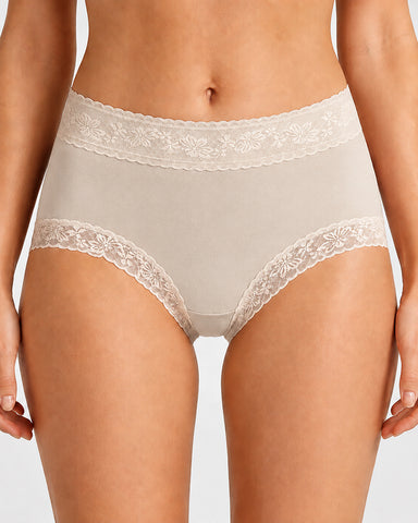 5-Pack Soft Lace-Trim Cotton High-Waist Panties