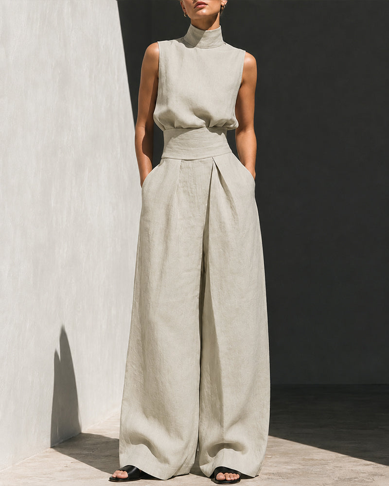 High-Waist Wide-Leg Pants Set