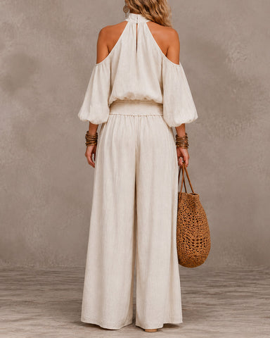 Off-Shoulder Wide-Leg Jumpsuit