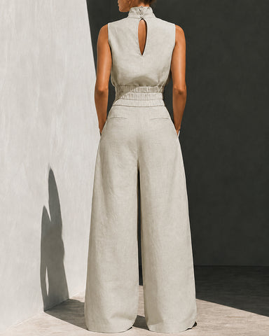 High-Waist Wide-Leg Pants Set