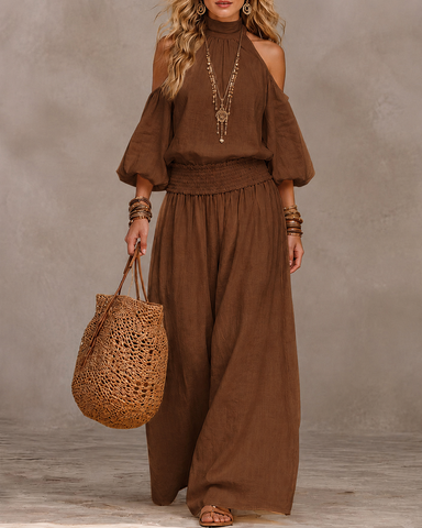 Off-Shoulder Wide-Leg Jumpsuit
