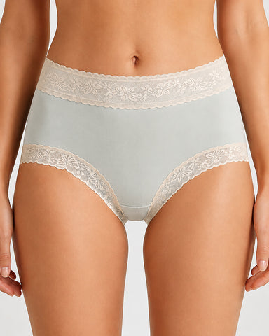 5-Pack Soft Lace-Trim Cotton High-Waist Panties