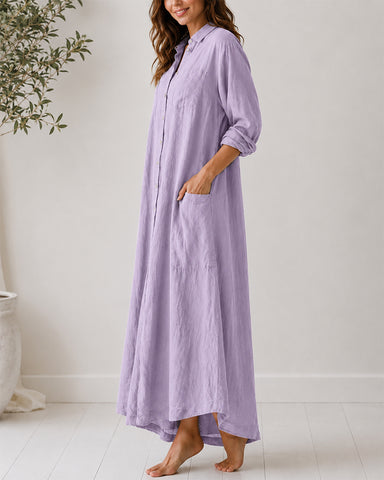 Cotton Linen Shirt Jumpsuit
