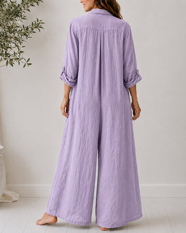 Cotton Linen Shirt Jumpsuit