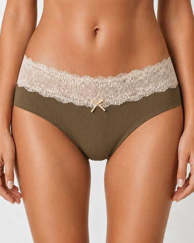 5-Pack Seamless Lace Cotton Antibacterial Crotch Panties