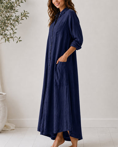 Cotton Linen Shirt Jumpsuit