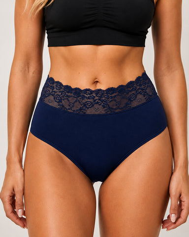 5-Pack High-Waisted Lace Cotton Briefs