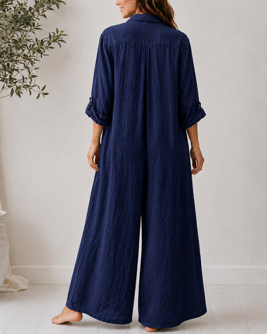 Cotton Linen Shirt Jumpsuit