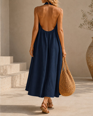 Backless Halter Maxi Dress