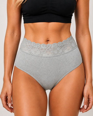 5-Pack High-Waisted Lace Cotton Briefs