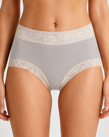 5-Pack Soft Lace-Trim Cotton High-Waist Panties