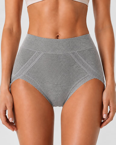 5-Pack Pure Cotton Lace Trim Breathable Tummy Control Panties