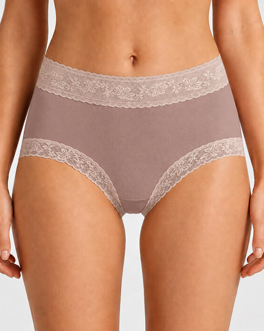 5-Pack Soft Lace-Trim Cotton High-Waist Panties