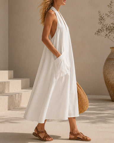 Backless Halter Maxi Dress