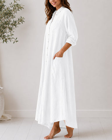 Cotton Linen Shirt Jumpsuit
