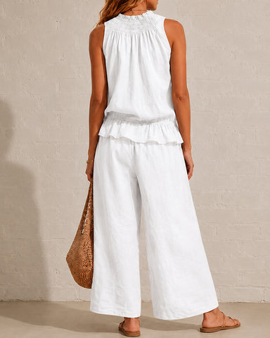 Cotton Linen Sleeveless Two-Piece Set