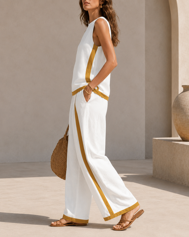 Contrast Trim Two-Piece Set